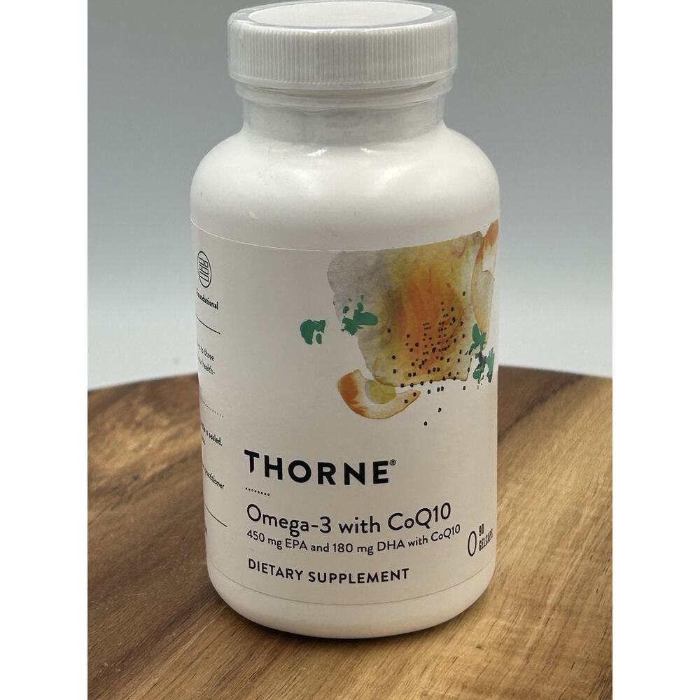 Thorne Omega-3 with CoQ10 90 Gelcaps Heart Health Brain New, Sealed EXP 06/2026